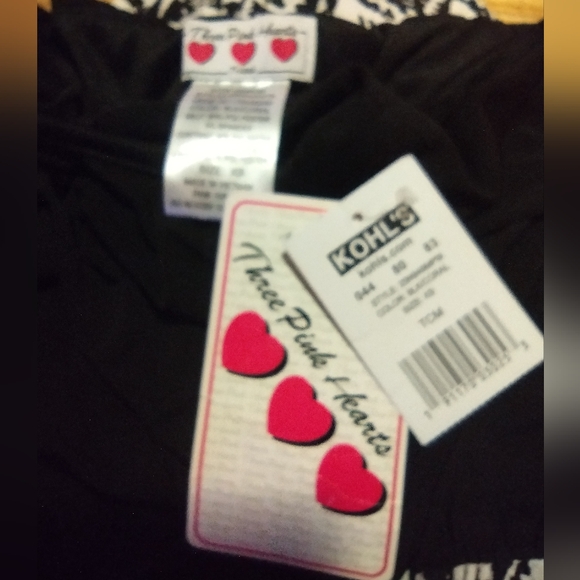 Three Pink Hearts TAG Sun Dress, Long, Criss Cross Straps, black/White/Pink, XS - Picture 11 of 12